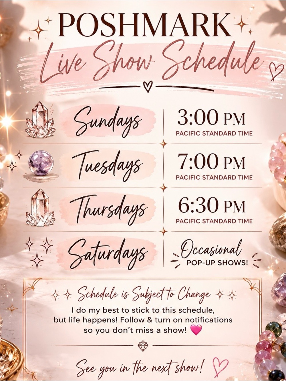 Poshmark Live Show Schedule
